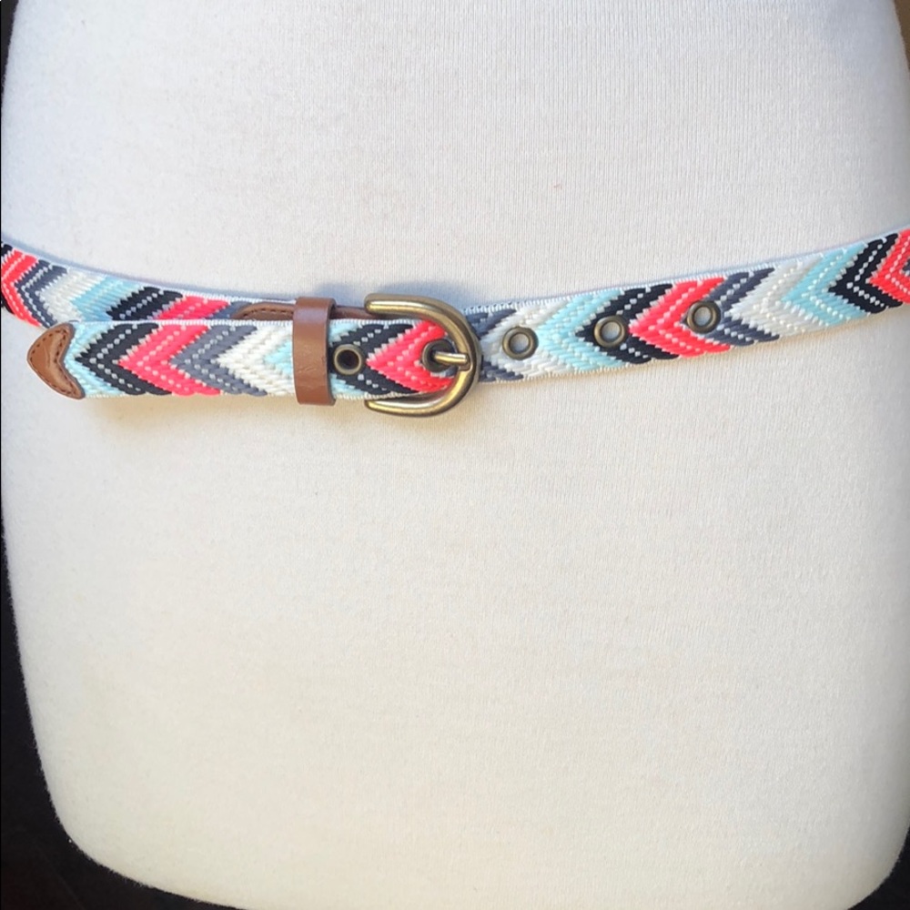 Cute embroidered belt with leather trim